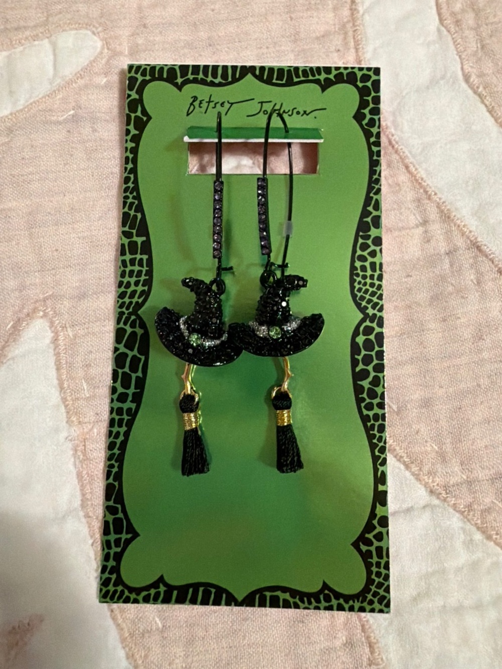 NWT - Betsey Johnson Halloween Witch Hat Tassel Drop Earrings
